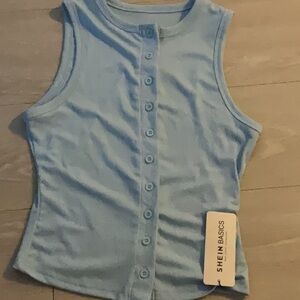 SHEIN Basics Sky Blue Buttoned Tank